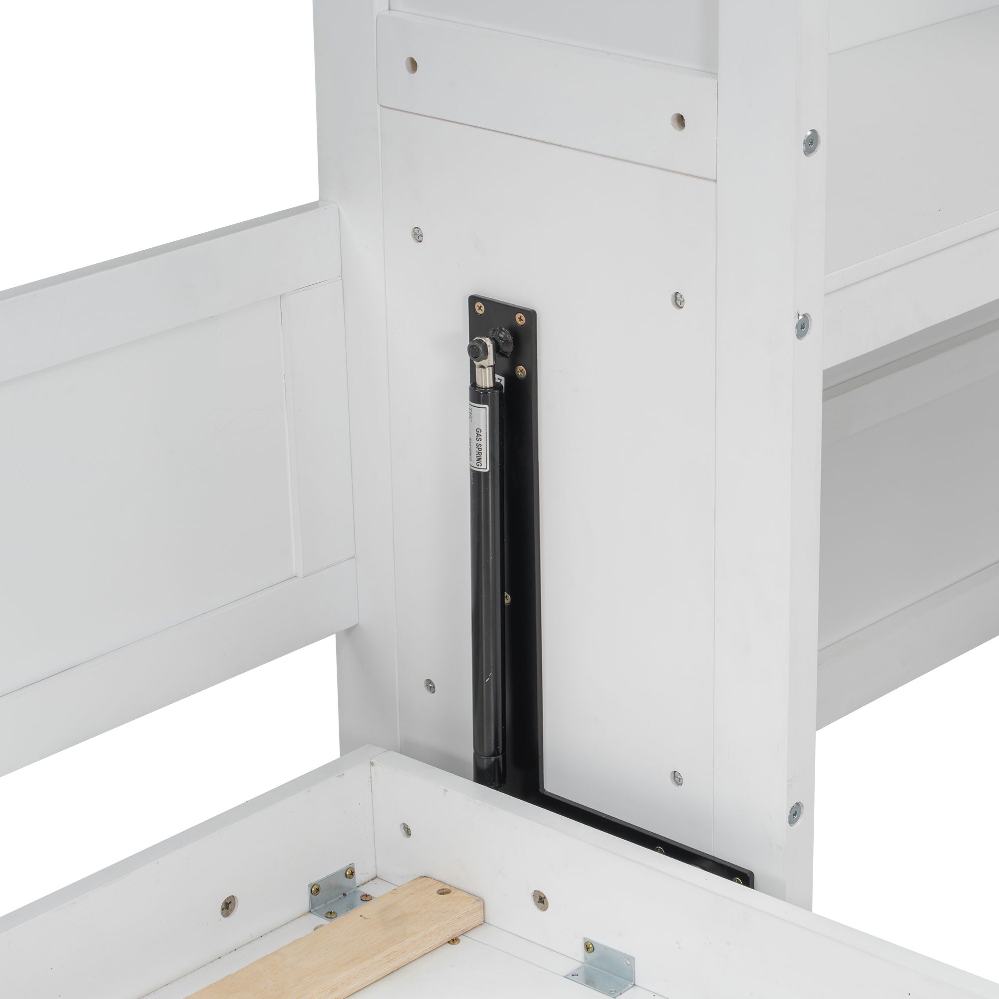 Queen Size Murphy Bed With Louvered Design And Multiple Storage Shelves - White