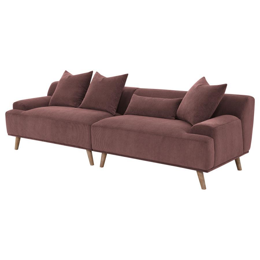 Coaster Fine Furniture Elizabeth - Corduroy Upholstered Extra Long Sofa - Wine Red | Meri Furniture