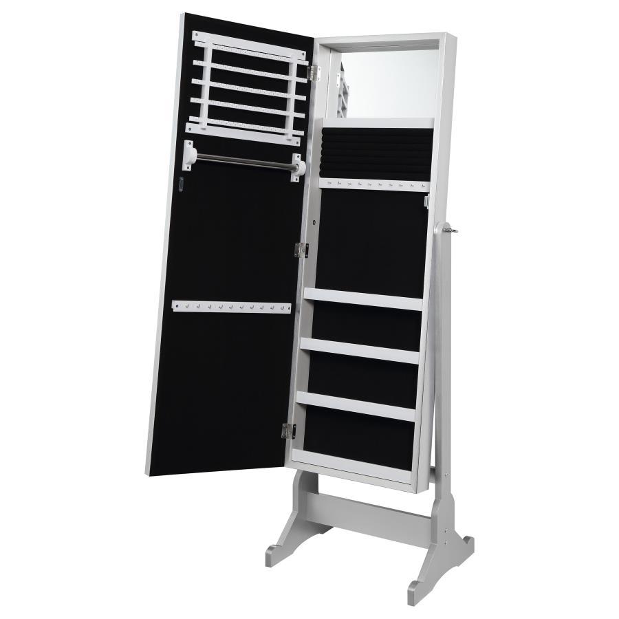 Moore - Cheval Mirror With Jewelry Storage - Silver