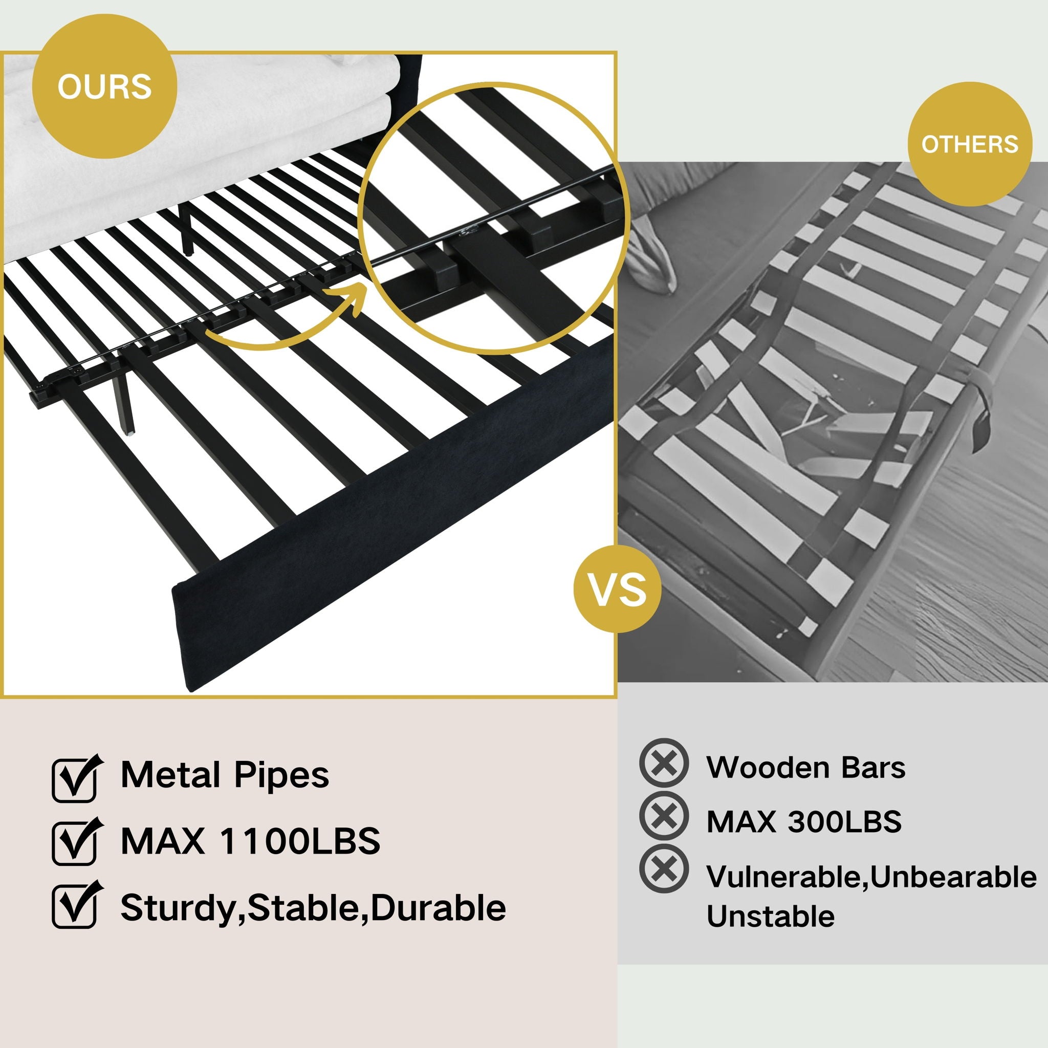 Modern Convertible Sleeper Sofa Bed With Pull-Out Queen Design, Side Storage & Thick Cushions