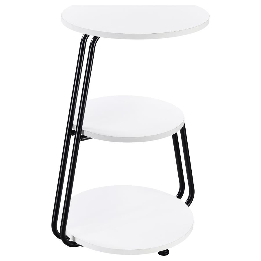 Hilly - 3-Tier Round Accent Side Table - White And Black