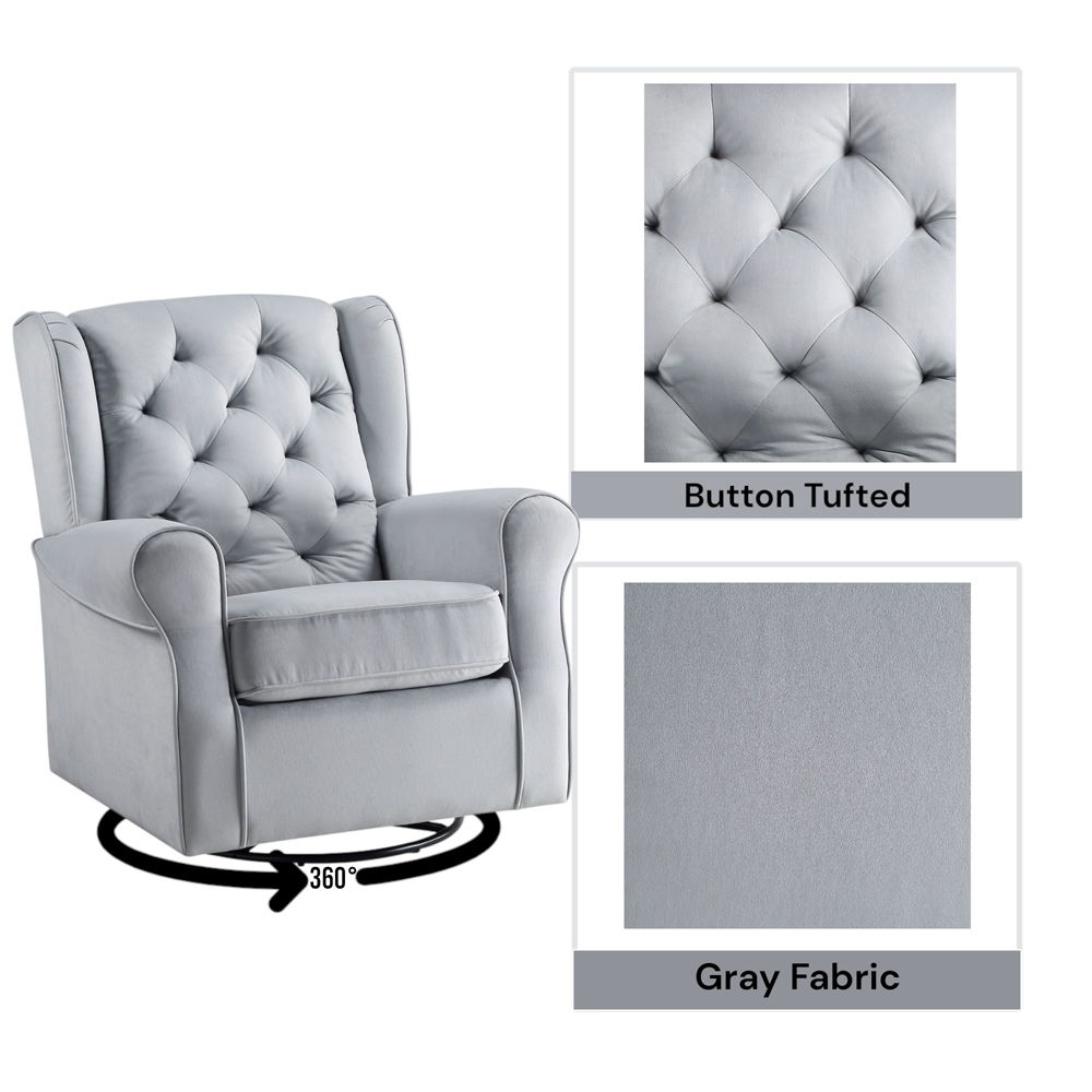 Zeger - Swivel Chair With Glider - Gray Fabric