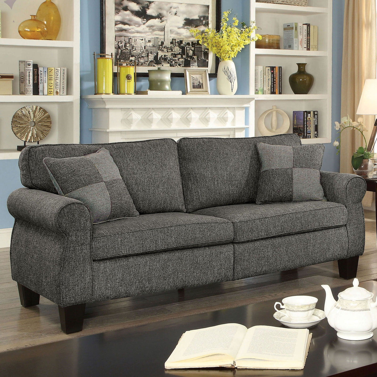 Furniture of America Rhian - Sofa - Dark Gray | Meri Furniture
