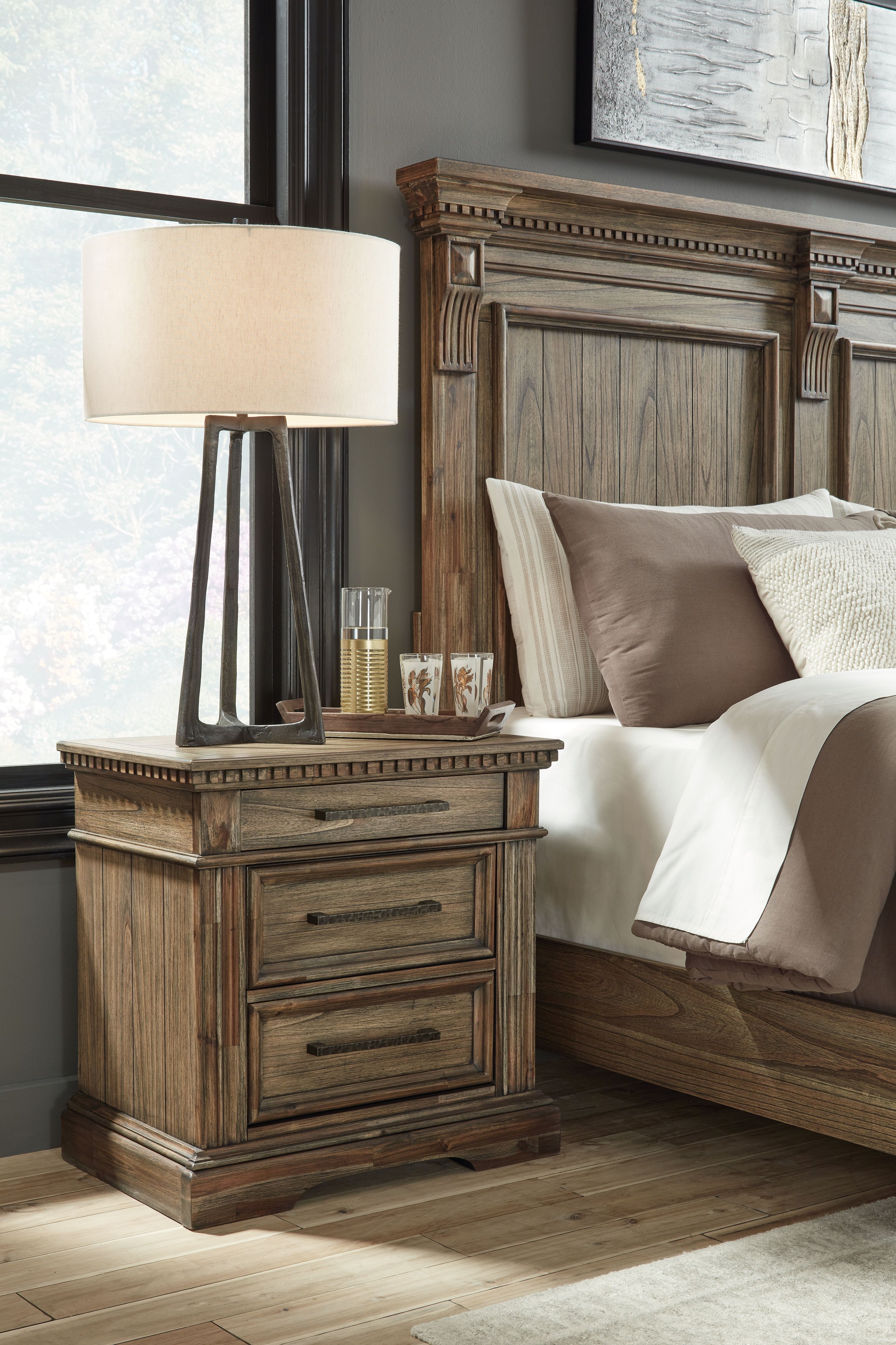 Signature Design by Ashley® Markenburg - Brown - Three Drawer Night Stand | Meri Furniture