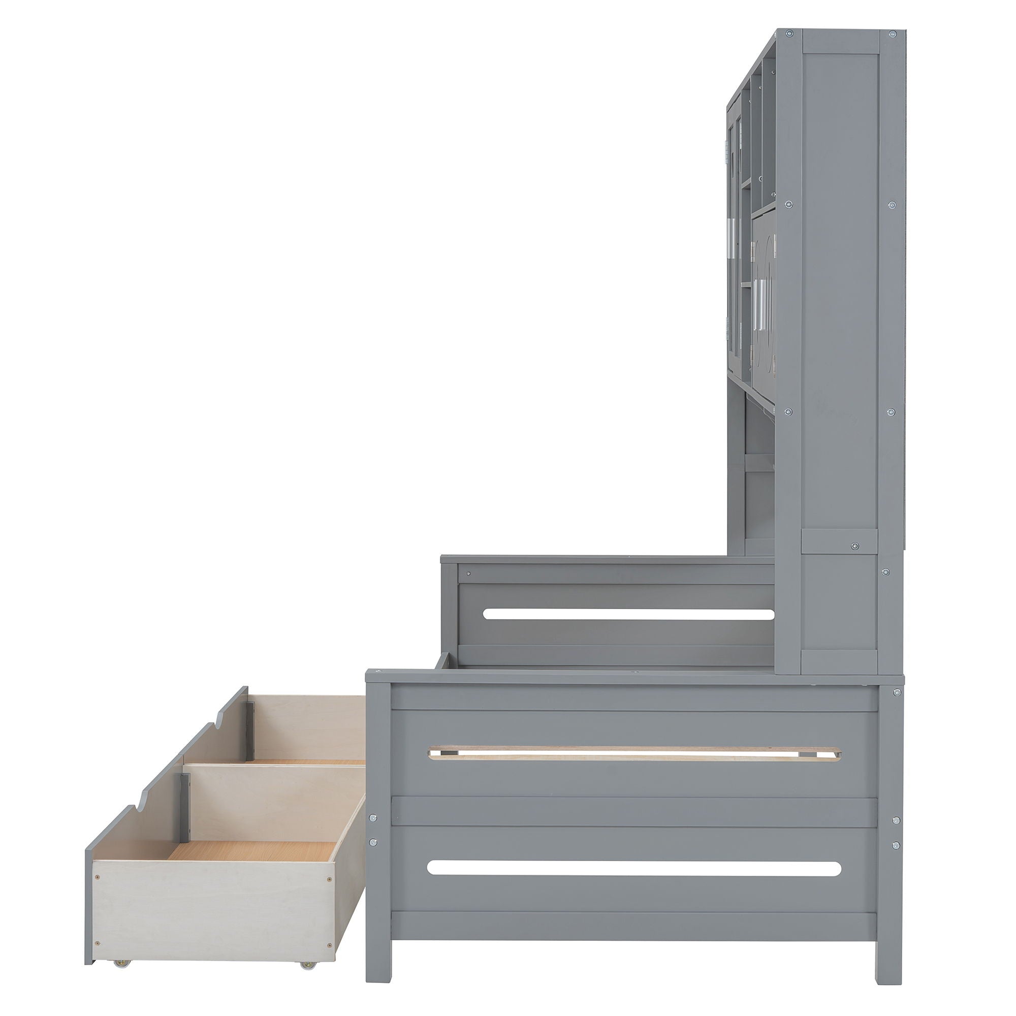 Daybed With All-In-One Cabinet And Shelf