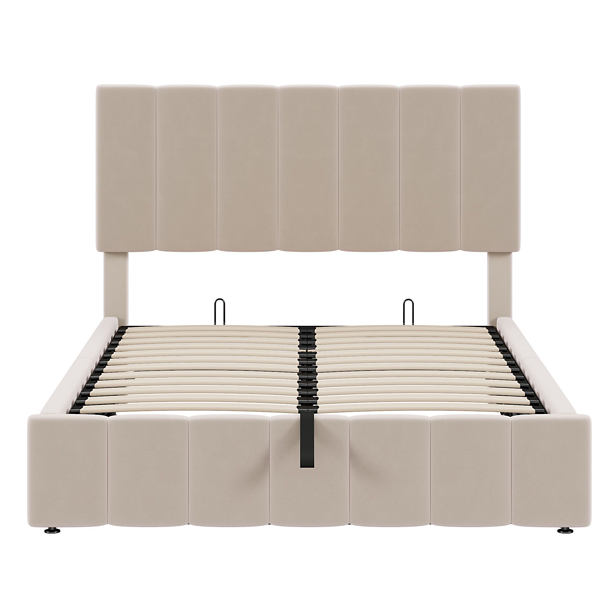 Elegant Upholstered Platform Bed With Hydraulic Storage System