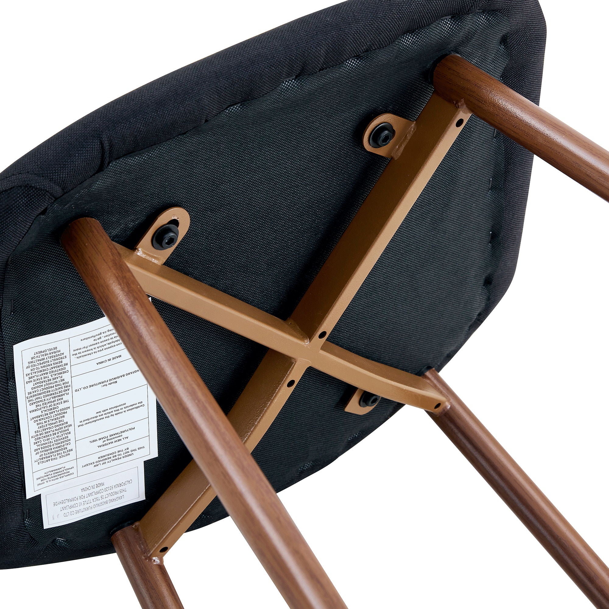 Luxury Simple Chair (Set of 4) Linen Cotton High Resilience Dining Chair With Metal Color Leg - Black / Walnut