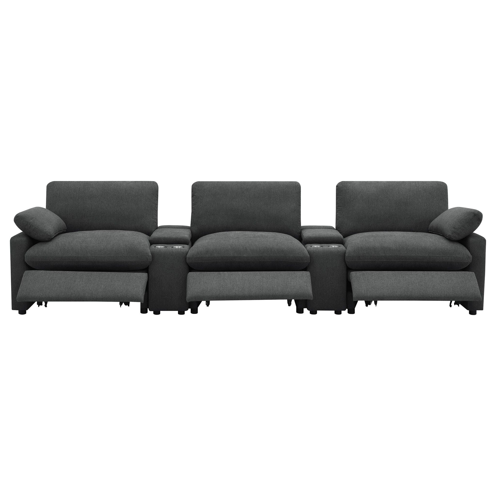 Collins 5-Piece Power Reclining Home Theater Seating Dark Grey
