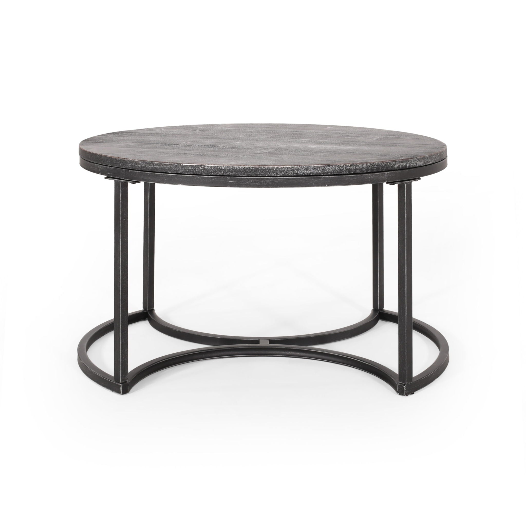 Icebergs - 3 Piece Coffee Table Set With Wood Top And Iron Base - Black / Gray