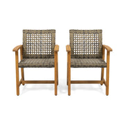 Outdoor Dining Chair Acacia Wood Frame (Set of 2)