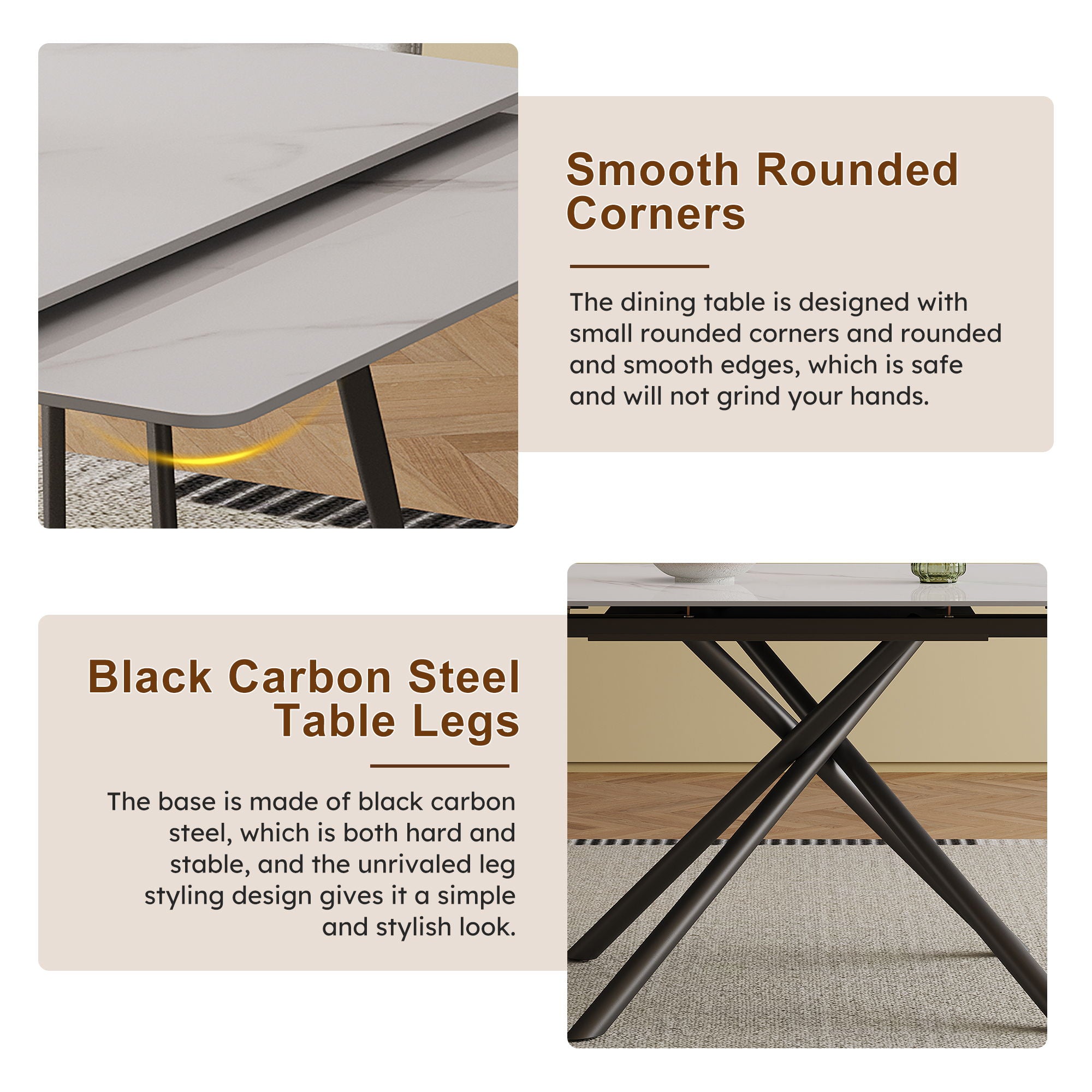 Retractable Sintered Stone Dining Table Set With Chairs