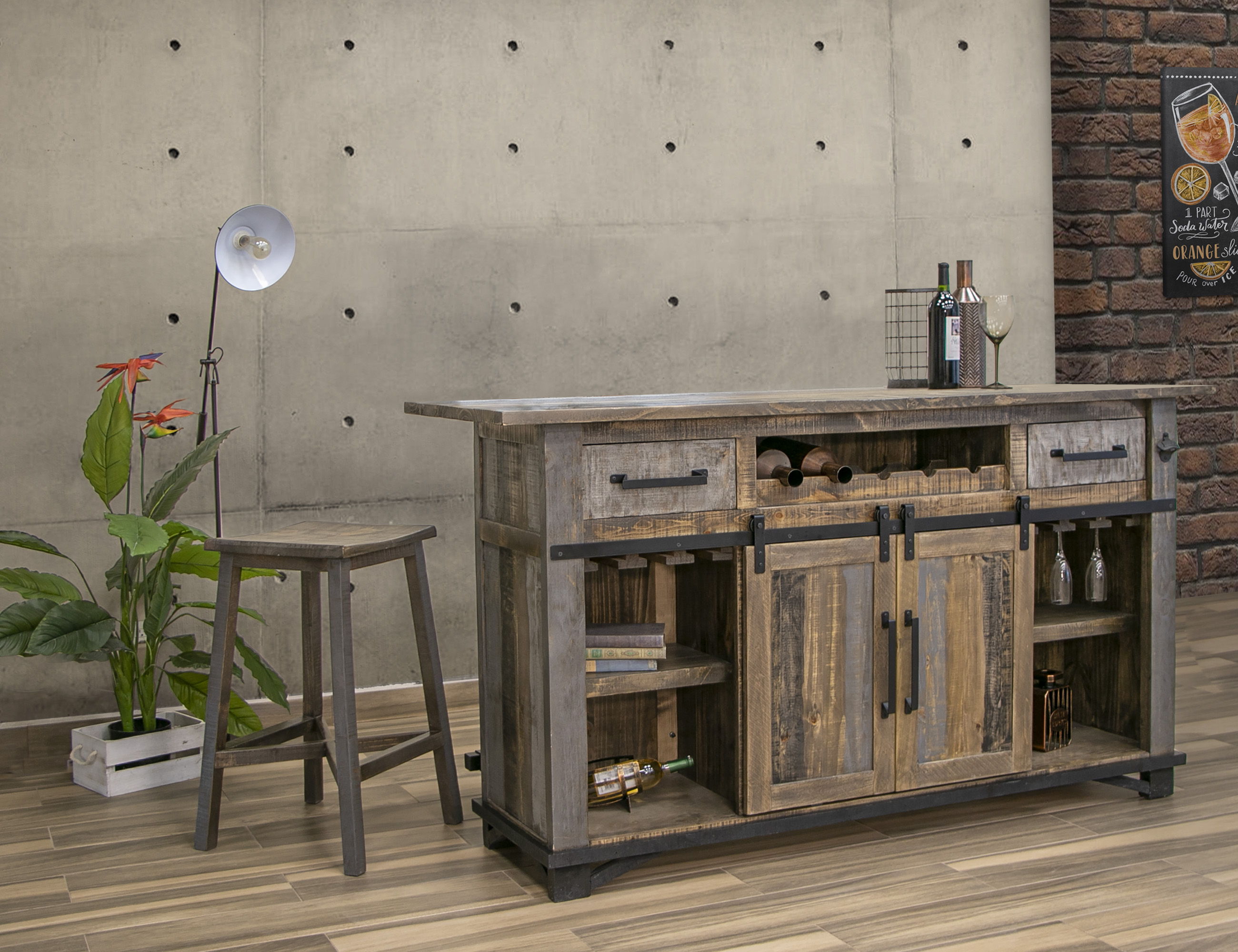 International Furniture Direct Loft Brown - Bar - Two Tone Gray / Brown | Meri Furniture