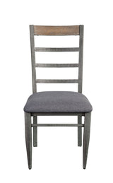 ACME Ornat - Side Chair (Set of 2) - Gray Fabric & Antique Gray | Meri Furniture
