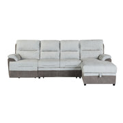 Kia - Sectional With Power And USB - Beige / Brown