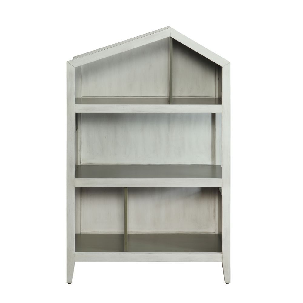 ACME Doll - Cottage Bookshelf - Weathered White & Washed Gray - 50" | Meri Furniture