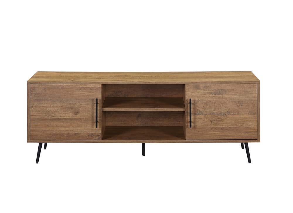 ACME Wafiya - TV Stand - Rustic Wood & Black Finish | Meri Furniture