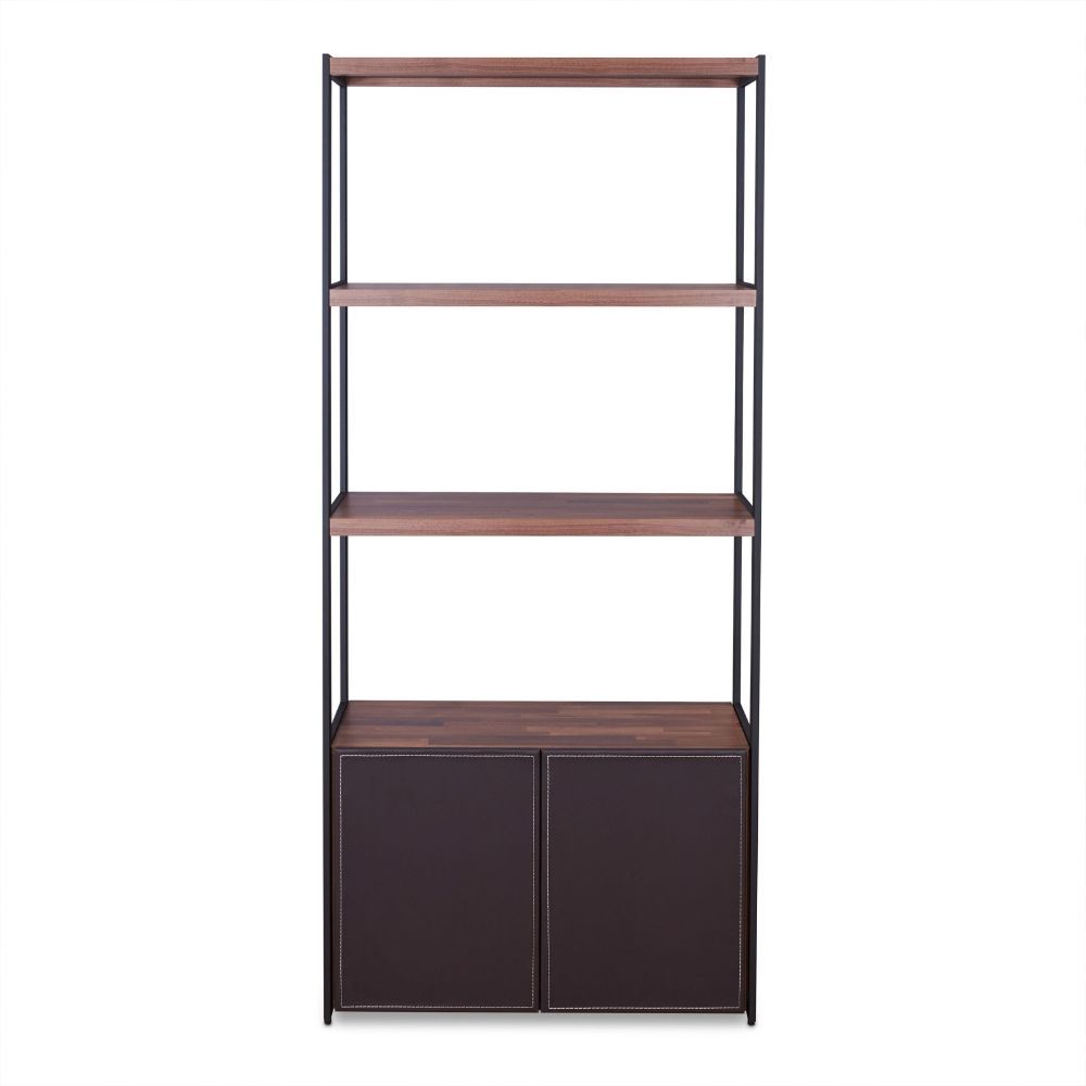 ACME Sara - Bookshelf - Espresso PU, Walnut & Sandy Black | Meri Furniture