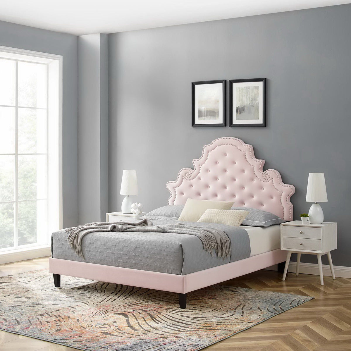 Gwyneth Tufted Performance Velvet Queen Platform Bed by Modway