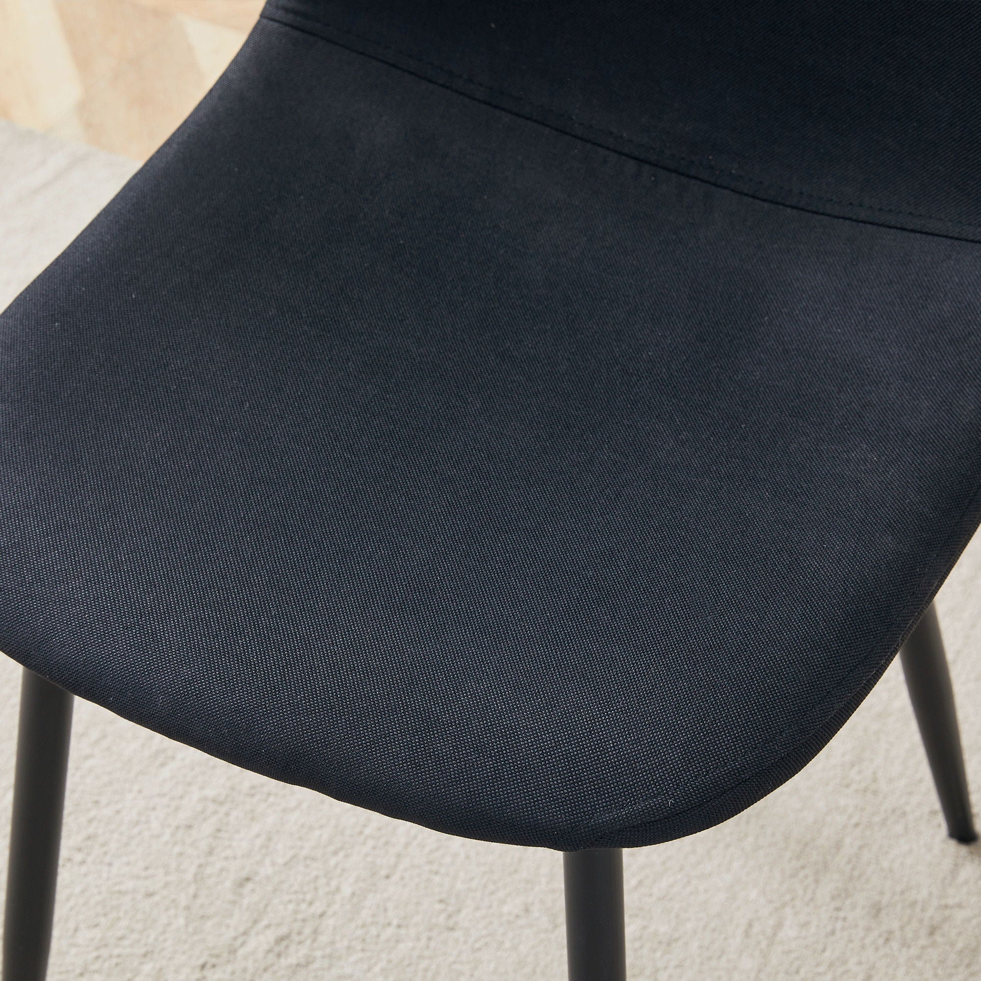 Modern Medieval Style Cushioned Side Chairs Set With Black Metal Legs For Kitchens