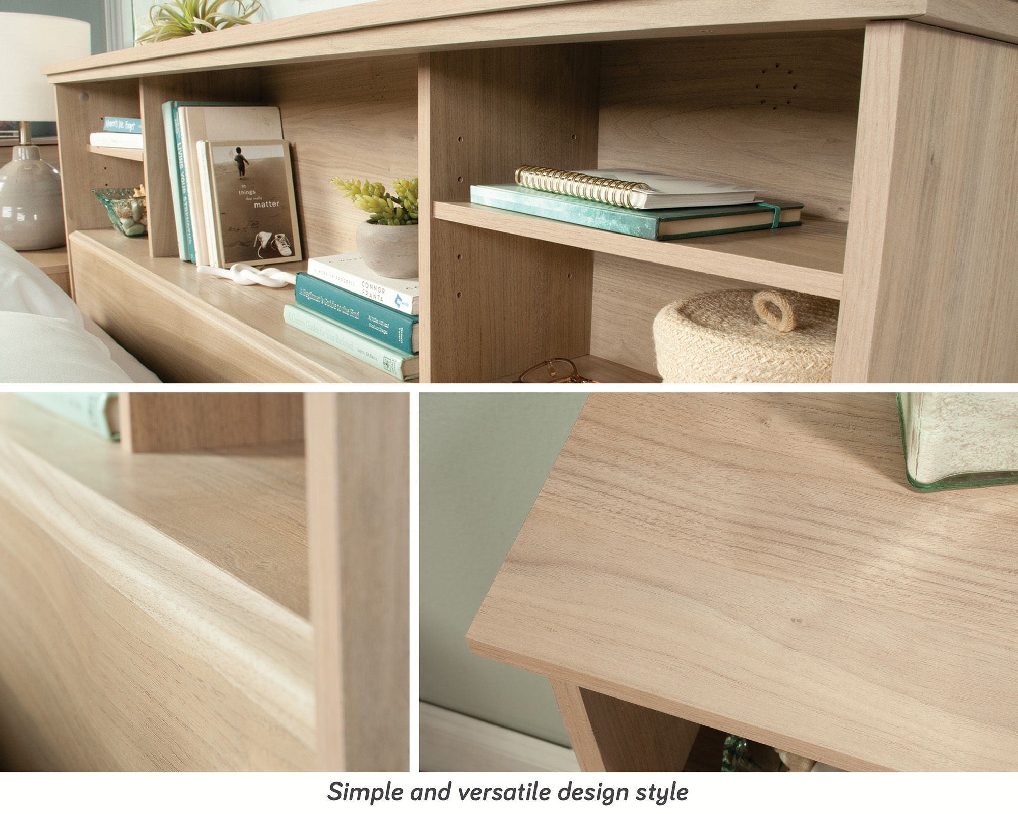 Full/Queen Bookcase Headboard Harvest Walnut