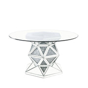 Noralie - 52" Round Dining Table - Mirrored & Faux Diamonds