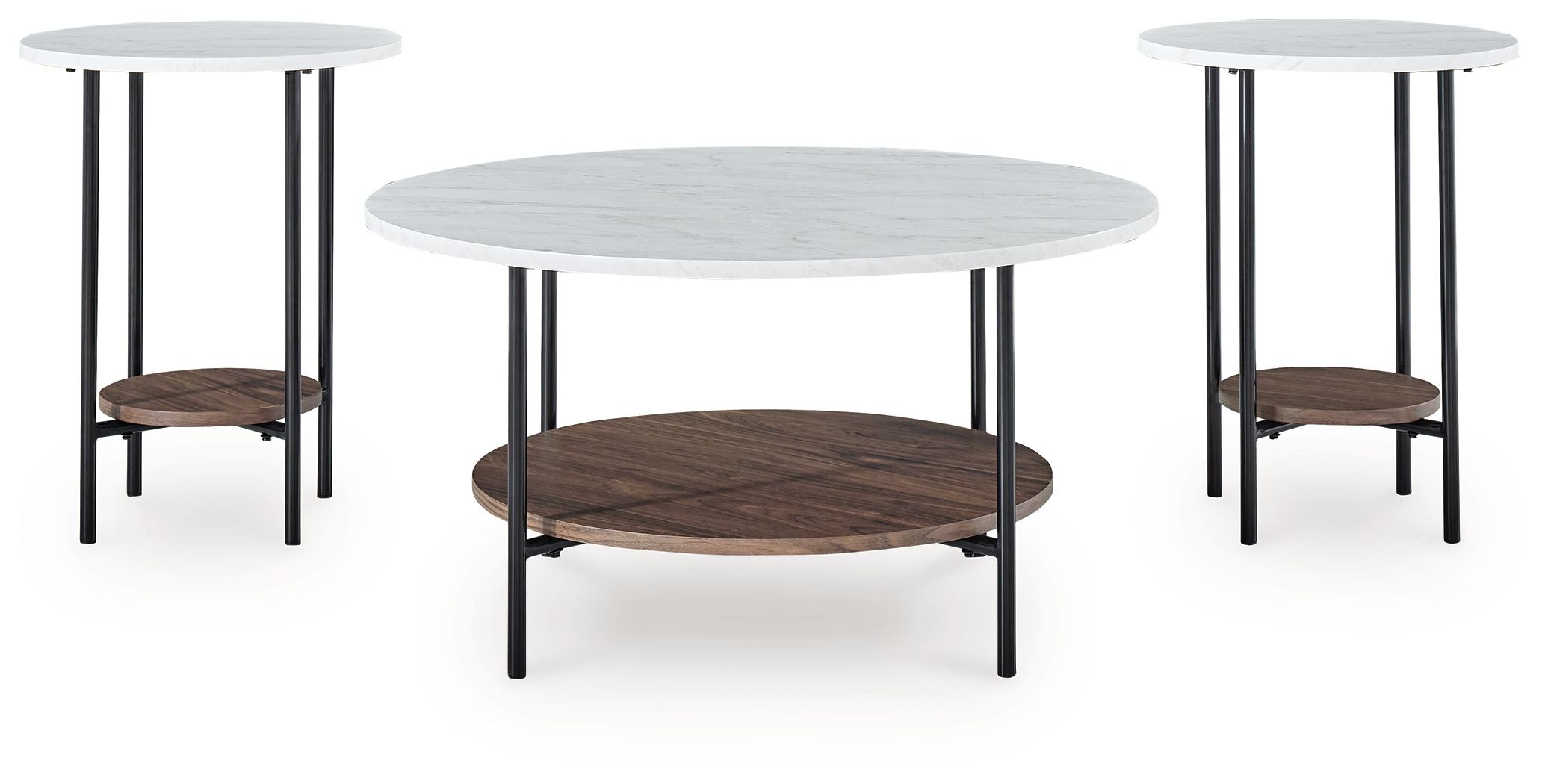 Signature Design by Ashley® Wrenwich - Brown / Black / White - Occasional Table Set (Set of 3) | Meri Furniture
