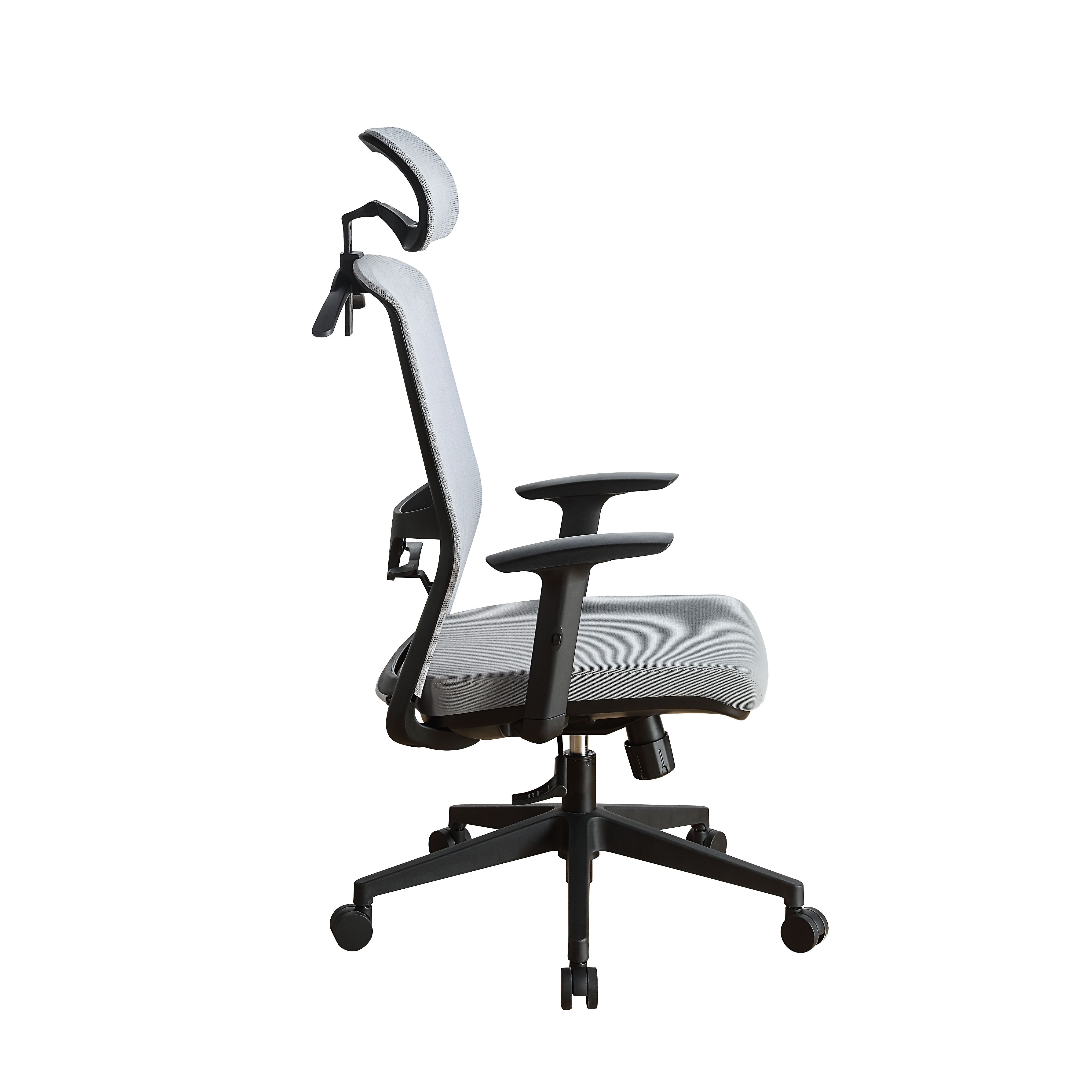 ACME •KD, Office Chair•Seat: Swivel (360 Degrees), and Adjustable Height•Padded Seat Cushion•Back Cushion w/Breathable Mesh Material•5-Star Base w/Casters•Seat Cushion Thickness: 3"•Adjustable Headrest(3 Angels & 6 cm) & Armrest(8 cm) | Meri Furniture