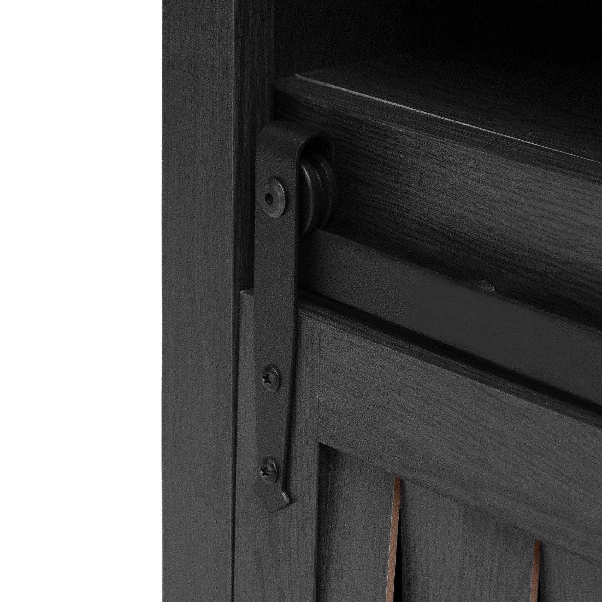 Fireplace TV Stand For Tvs Up To 65", Entertainment Center With 23" Electric Fireplace, Farmhouse TV Stand Industrial Media Console With Sliding Barn Door For Living Room - Dark Gray