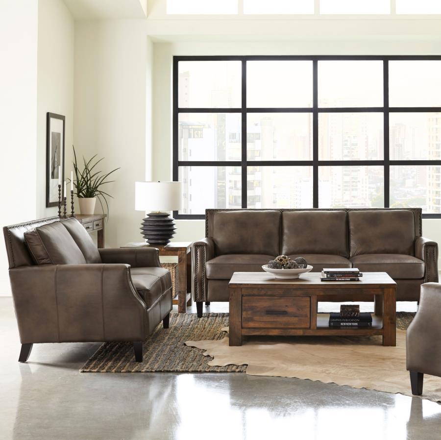 Coaster Fine Furniture Leaton - Upholstered Recessed Arm Sofa Set | Meri Furniture