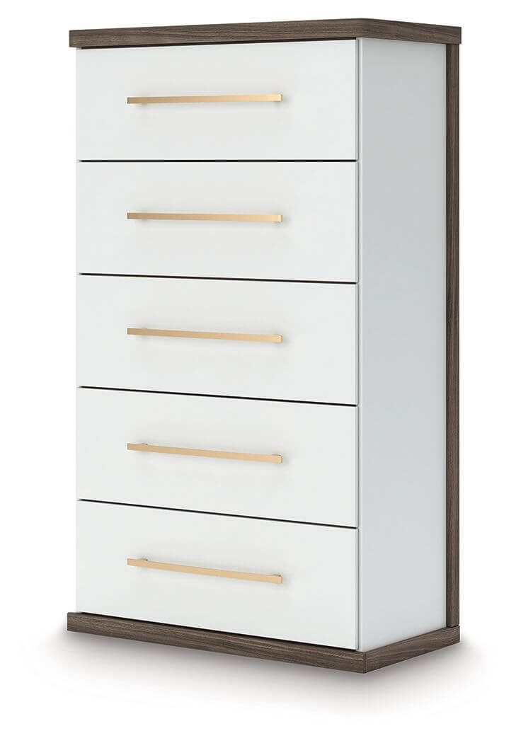 Kendanport - Five Drawer Chest - Brown / White
