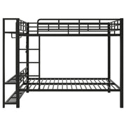Bunk Bed With Storage Mesh Shelves, Clothes Hooks, LED Light