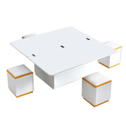 Multi Functional Adjustable Coffee Table With 4 Storage Stools
