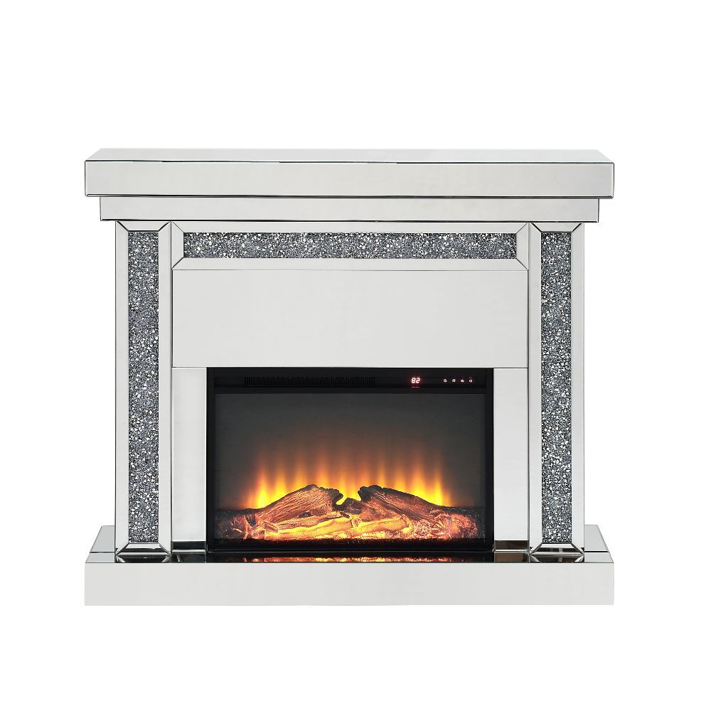 ACME Noralie - Fireplace - Mirrored & Faux Diamonds - 42" | Meri Furniture