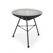 Nusa - Modern Rattan Side Table With Tempered Glass Top