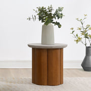 ACME Evelyn - End Table - Faux Concrete Top & Walnut Finish | Meri Furniture