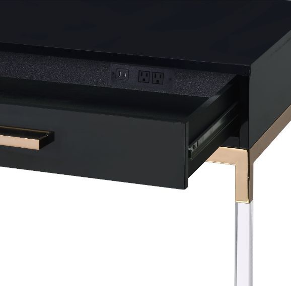 ACME Adiel - Desk - Black & Gold Finish | Meri Furniture