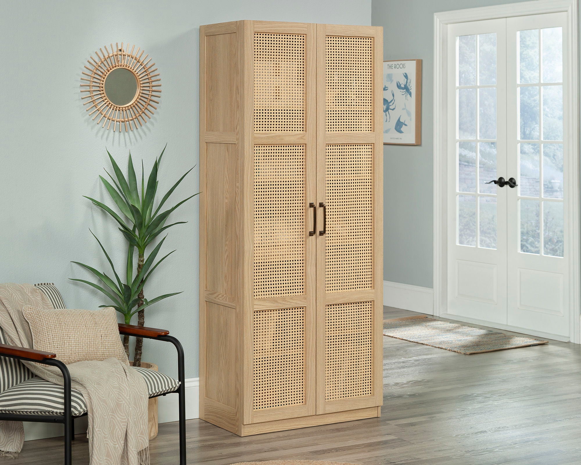Rattan Door Storage Cabinet in Harmony Ash