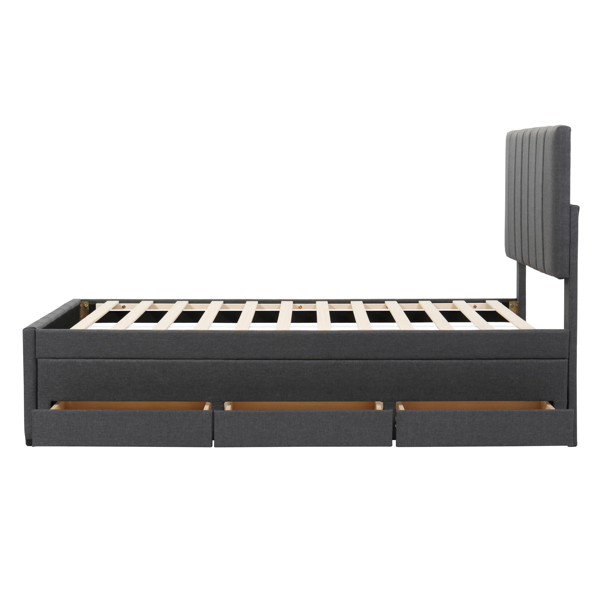 Upholstered Design Platform Bed With Trundle