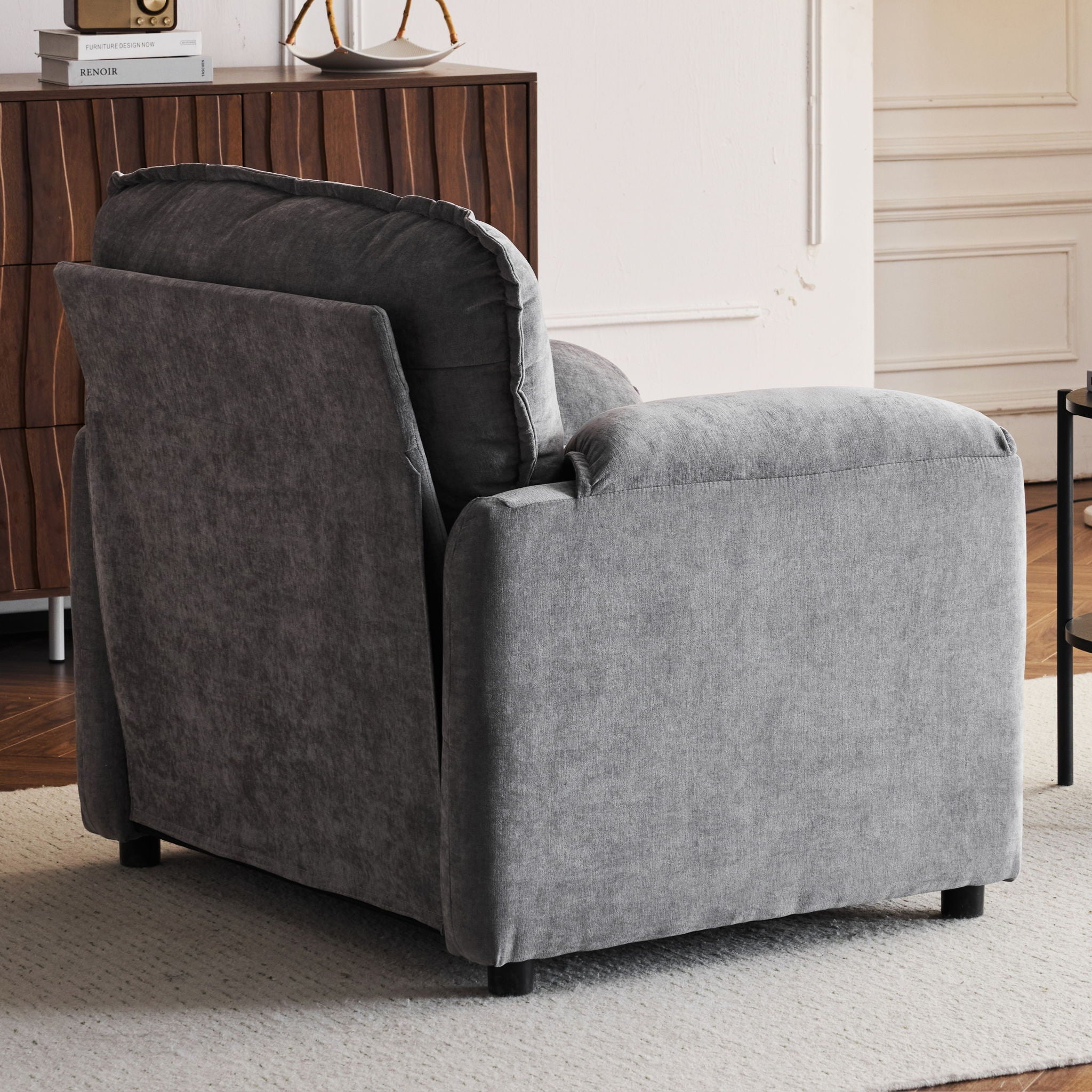 Oversized Reading Armchair With Thick Cushions, High Back Support