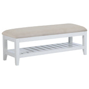 Coaster Fine Furniture Bexhill - Upholstered Rectangular Bench with Shelf - White | Meri Furniture