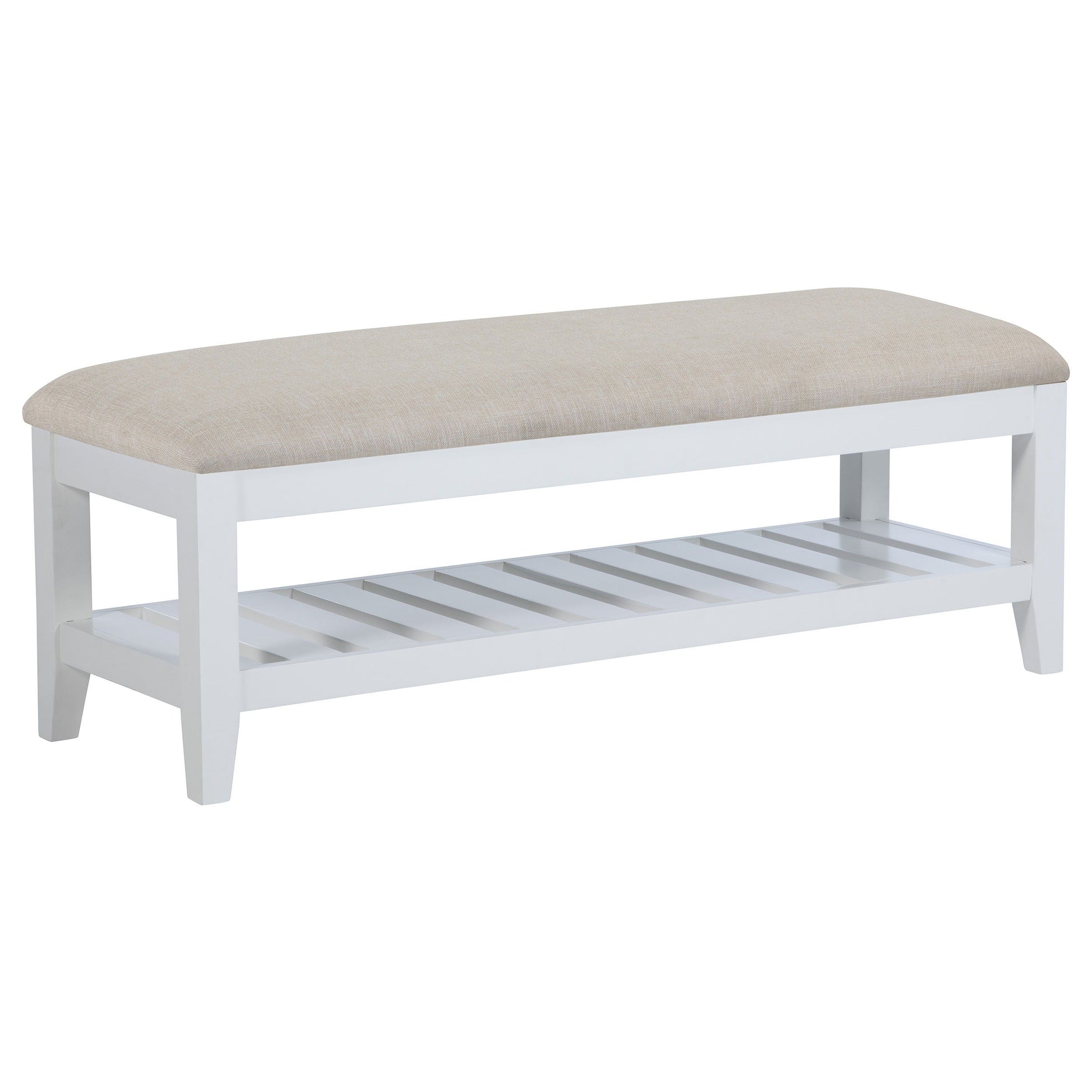 Coaster Fine Furniture Bexhill - Upholstered Rectangular Bench with Shelf - White | Meri Furniture