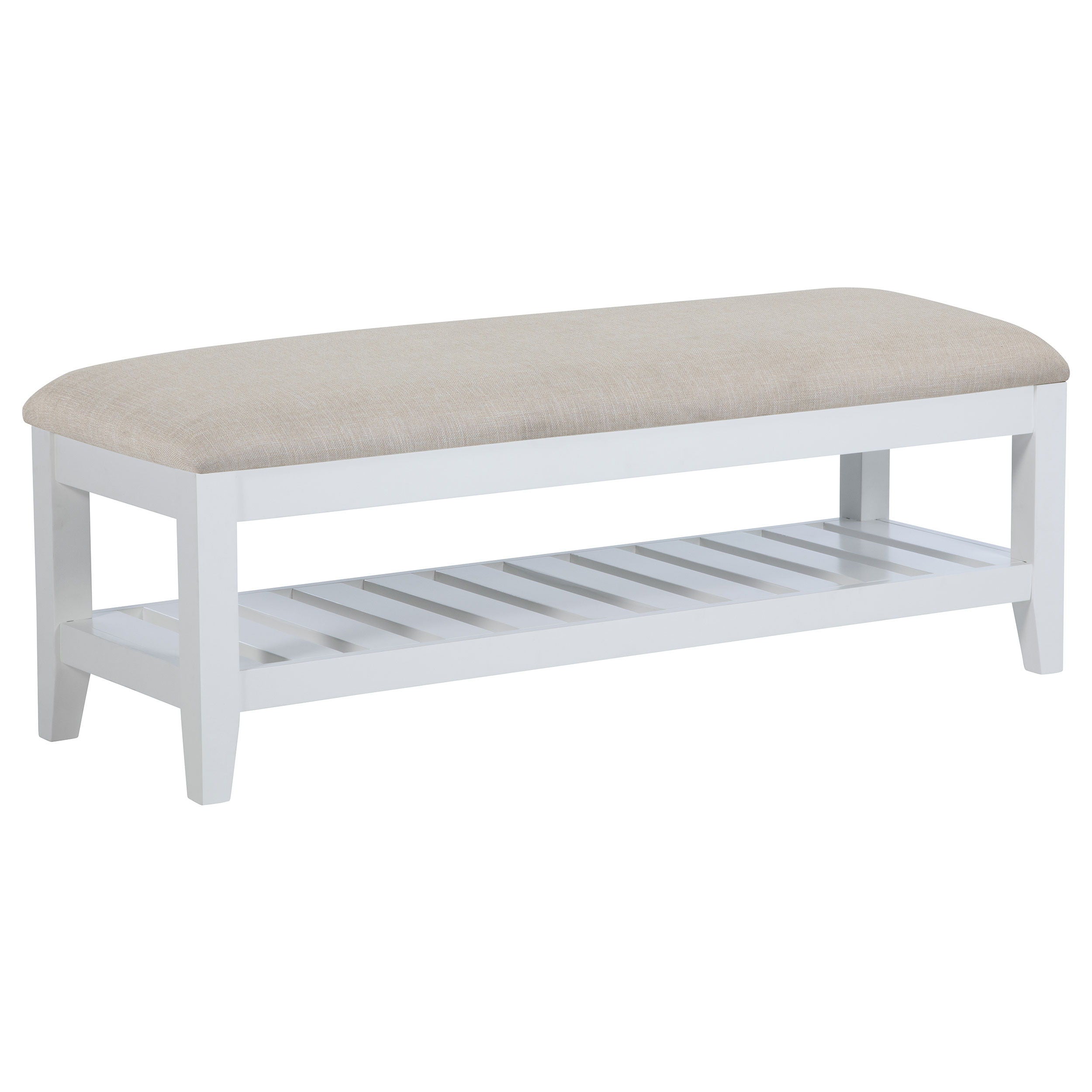 Coaster Fine Furniture Bexhill - Upholstered Rectangular Bench with Shelf - White | Meri Furniture