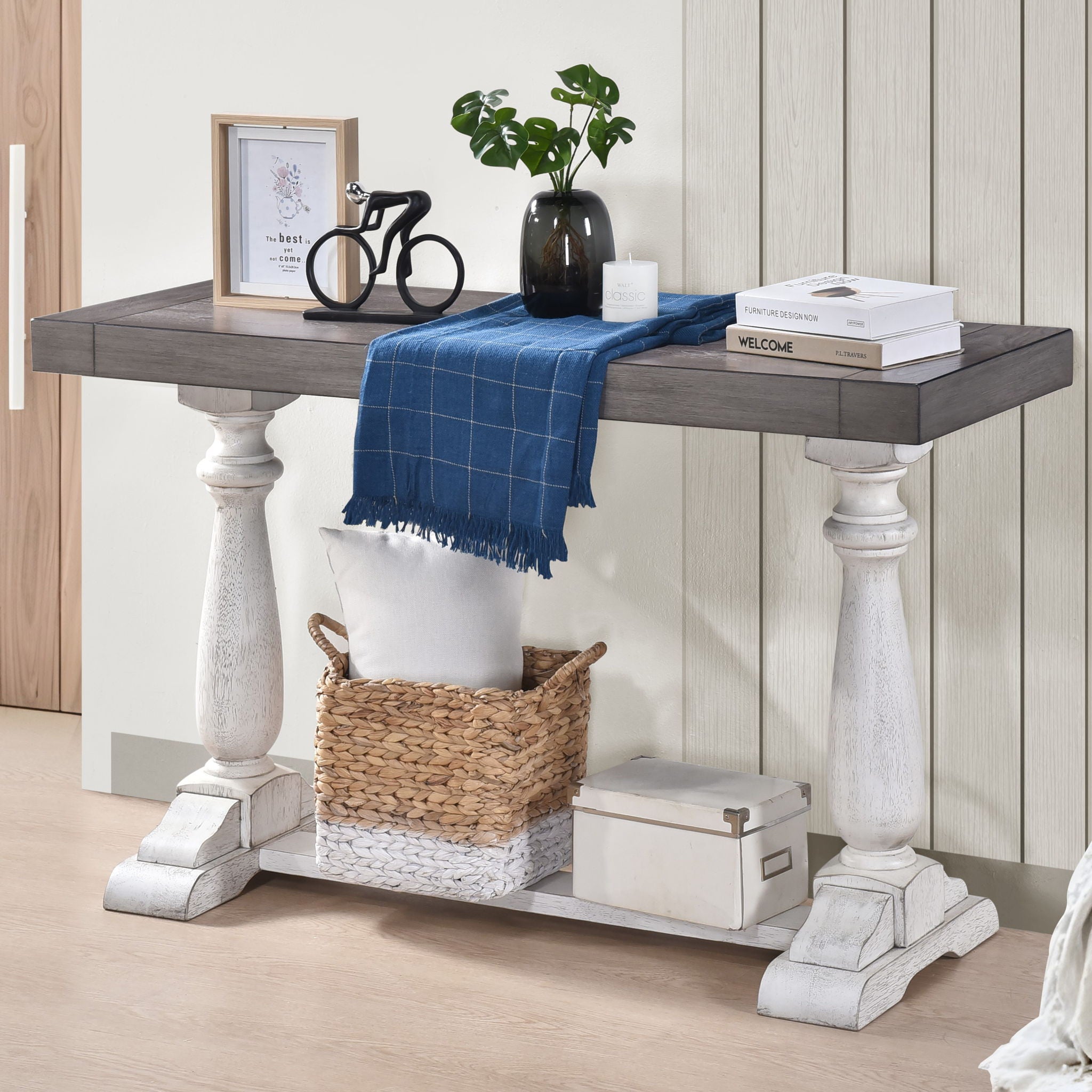 Farmhouse Retro Design Pedestal Sofa Tabe