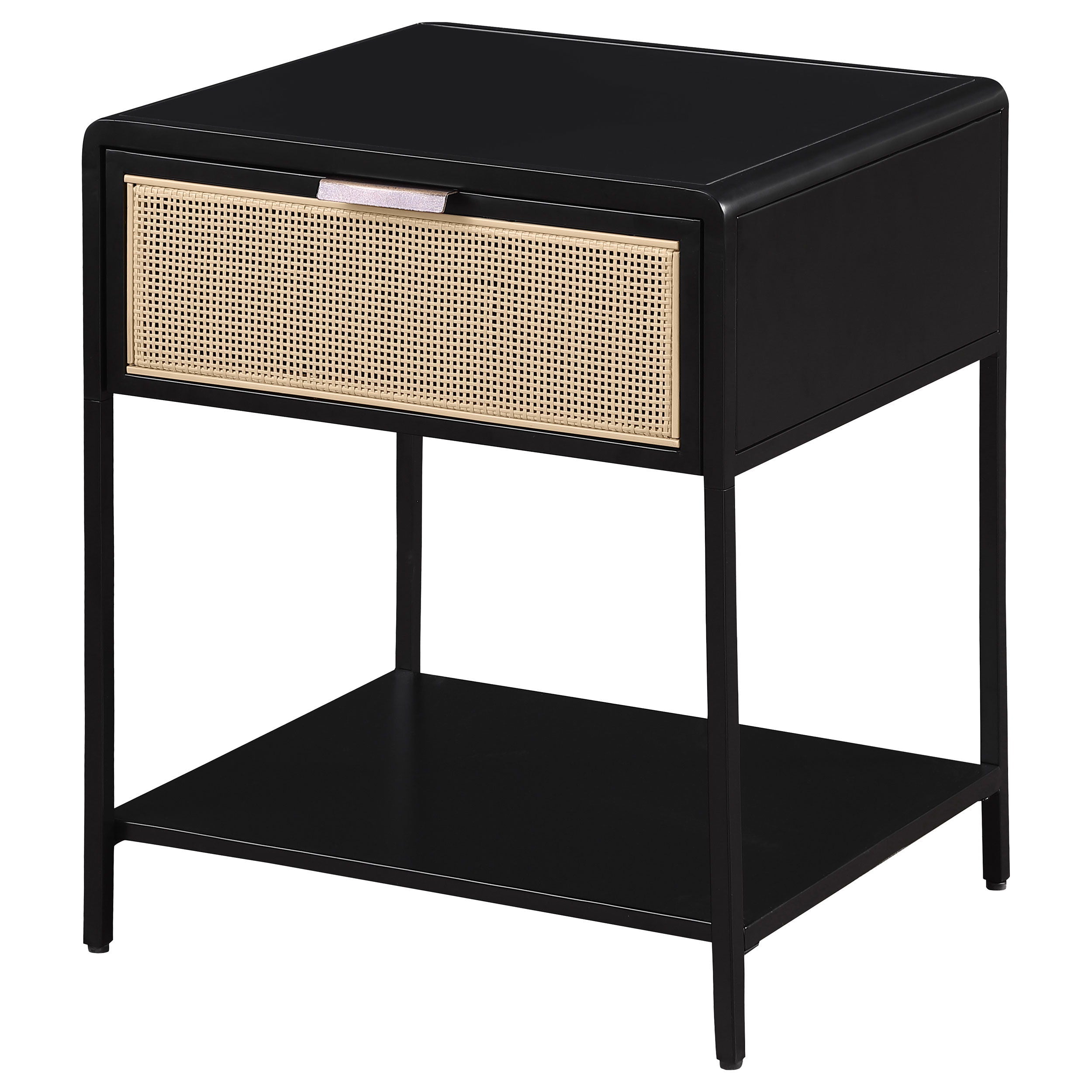 Coaster Fine Furniture Amherst - 1-Drawer Radio Weave Rattan Metal Side Table | Meri Furniture