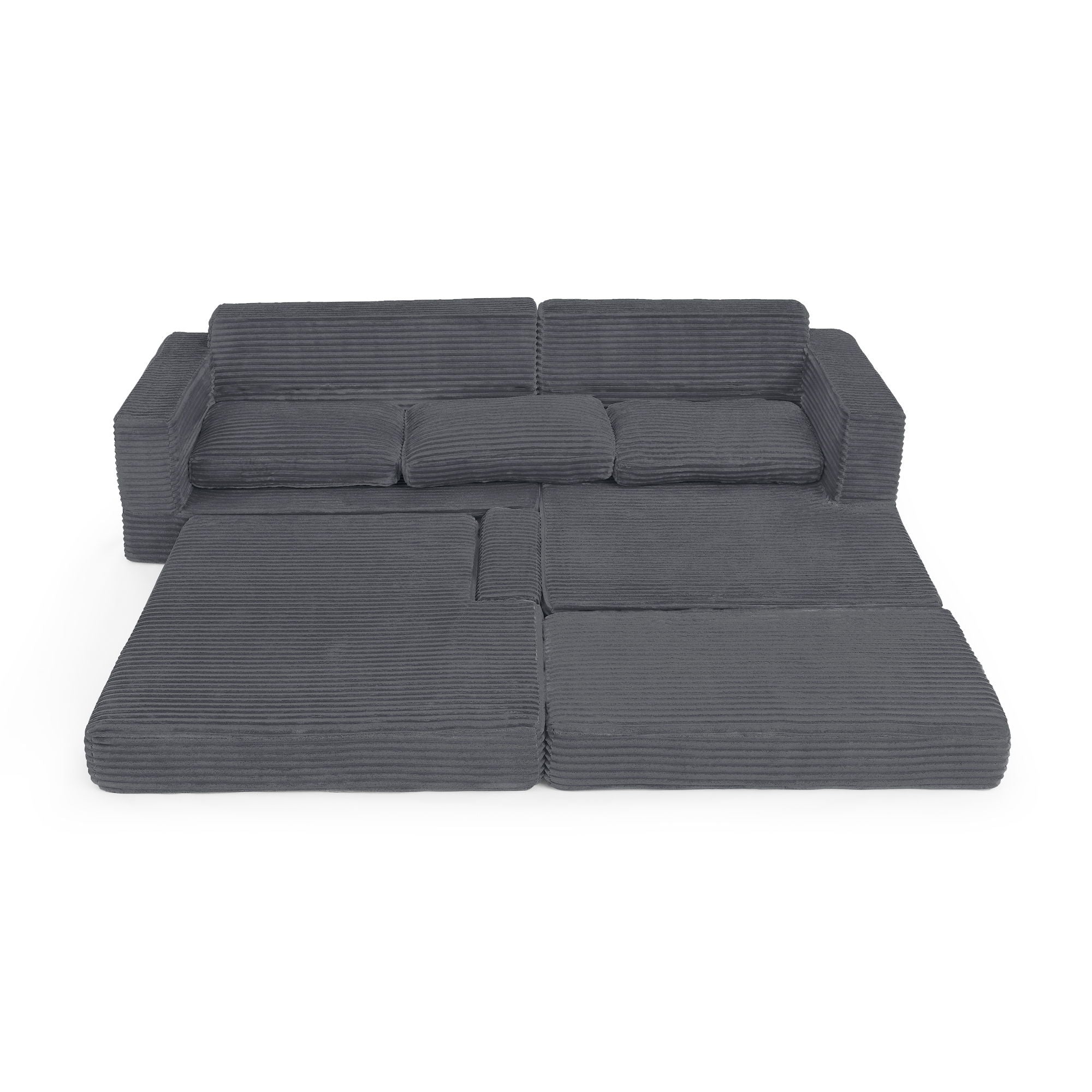 Modern Minimalist L Shape Modular Sectional Sofa, Corduroy Couch
