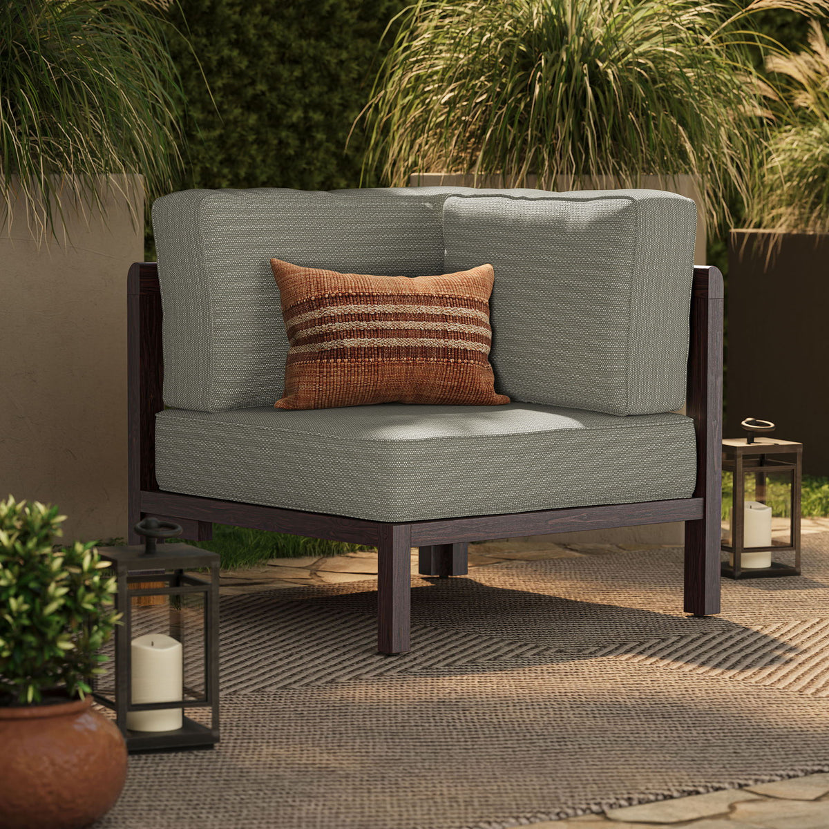 Kona Outdoor Patio Teak Wood Corner Modular Chair by Modway