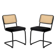 Rattan Side Accent Dining Chairs With Painted Legs (Set of 2)