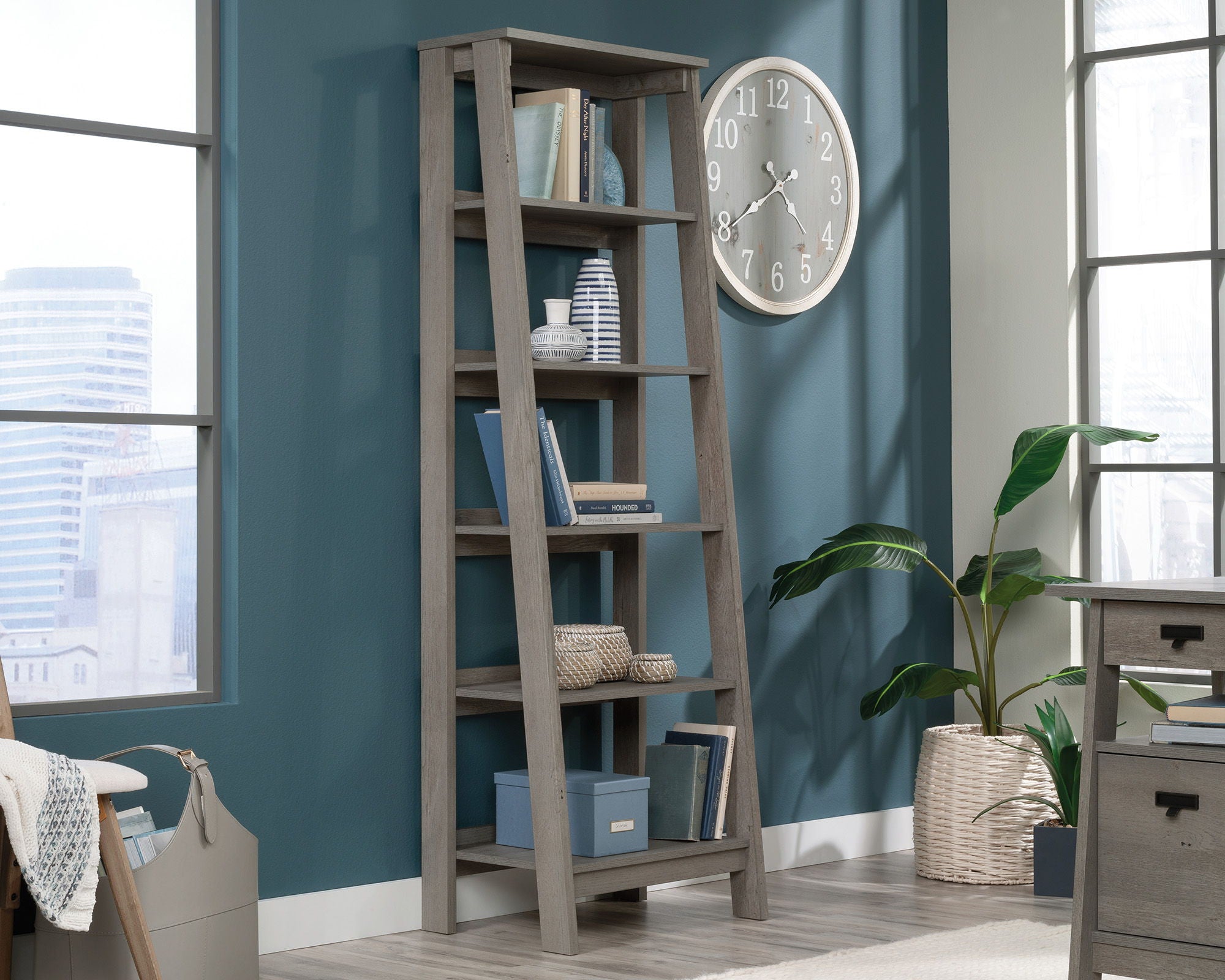5-Shelf Open Display Bookcase in Mystic Oak