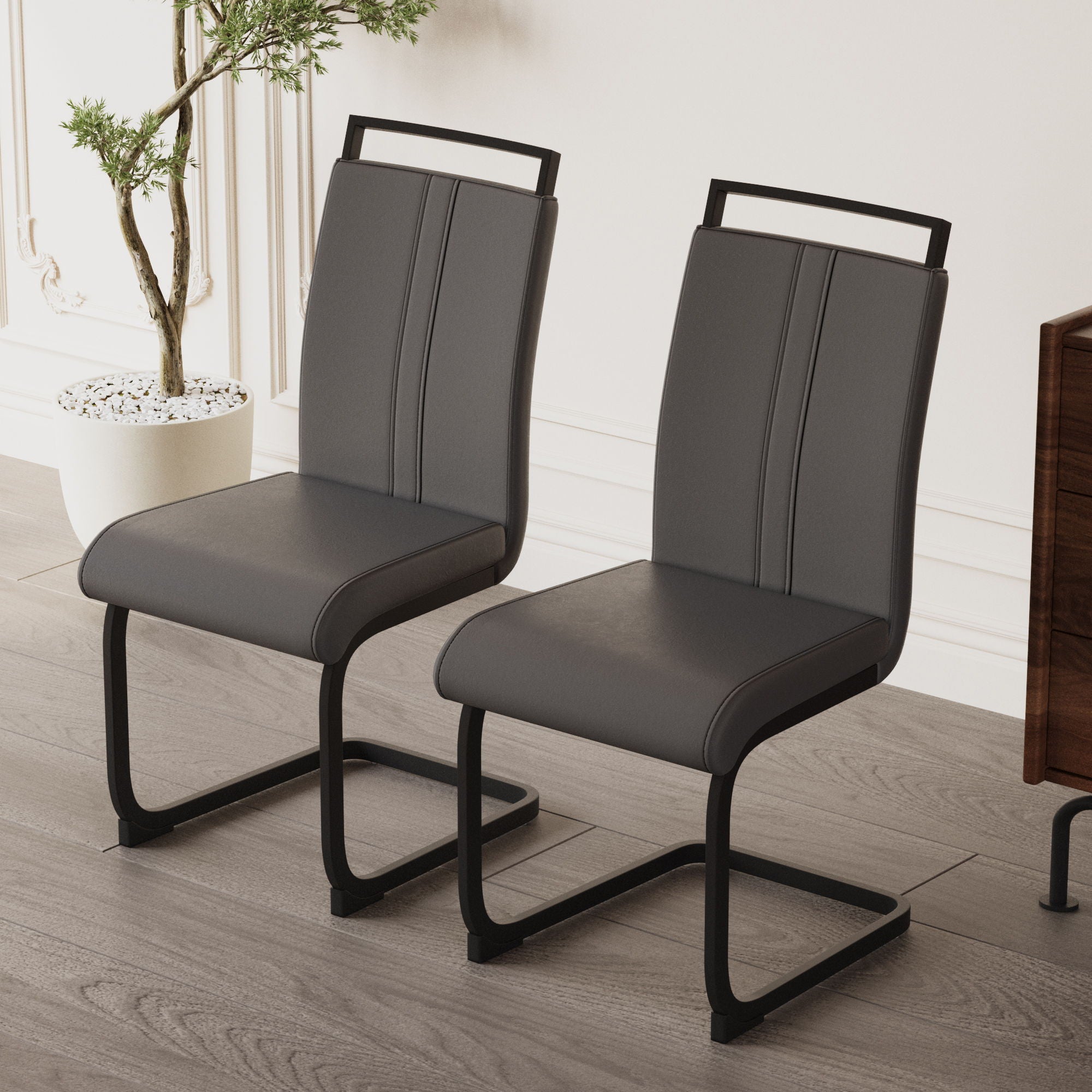 Modern Dining Chairs With High Back Upholstered Design Metal Legs