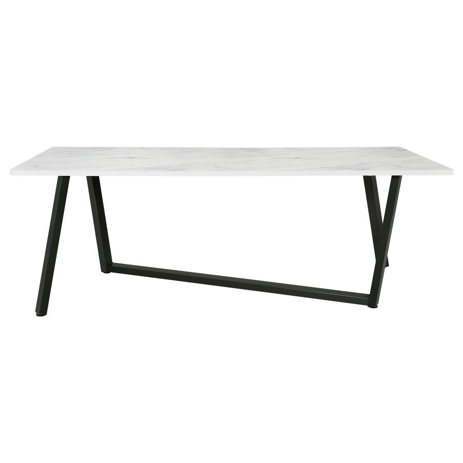 Coaster Fine Furniture Mayer - Rectangular Faux Marble Dining Table - White | Meri Furniture